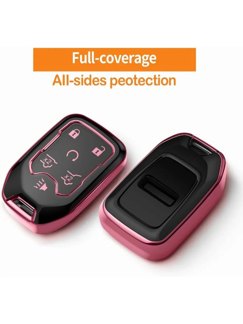 Soft Pink Key Fob Cover with Keychain - Full Protection for Chevy & GMC Vehicles